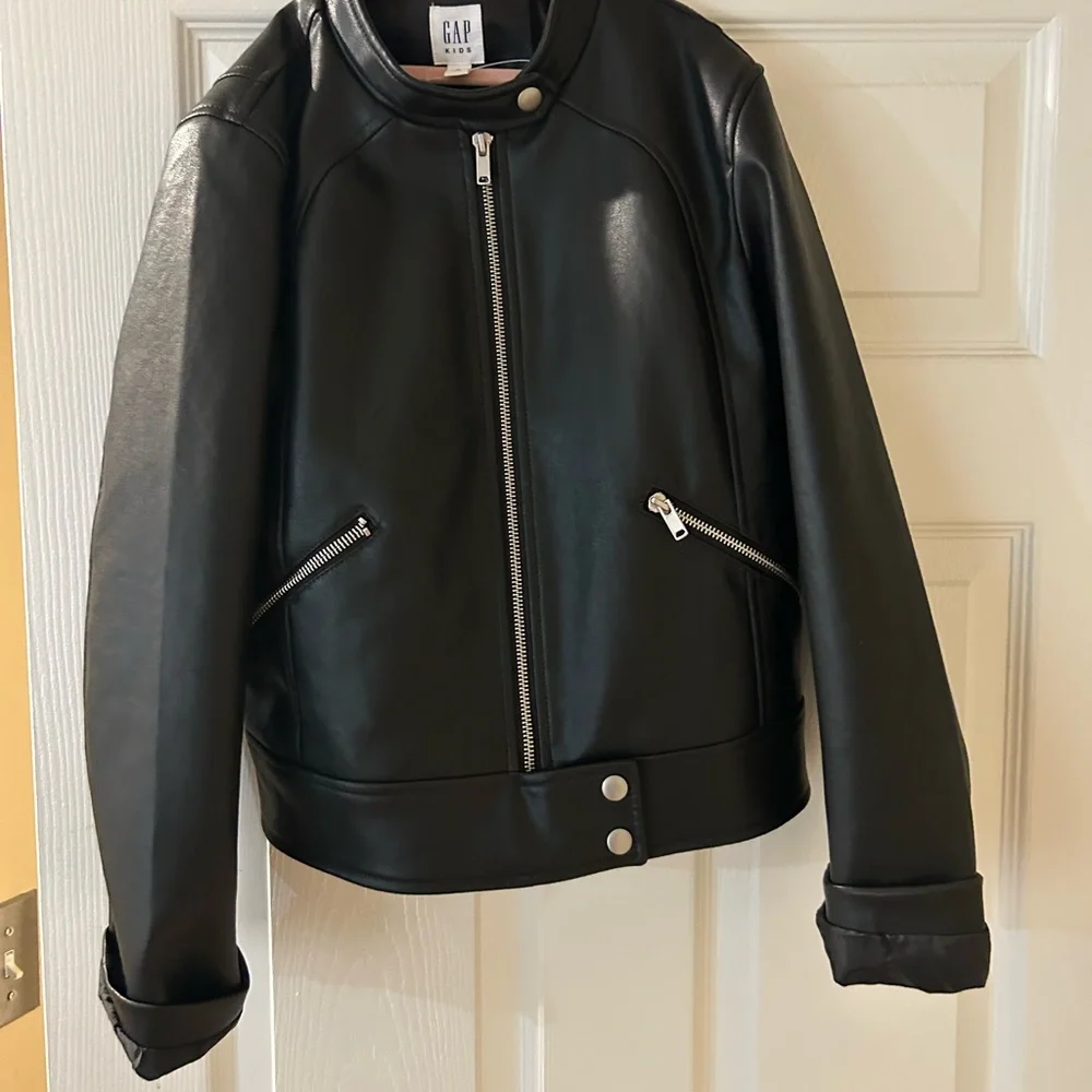 GAP girl black moto Leather Jacket NWOT